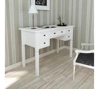 Vidaxl White Writing Desk With 5 Drawers