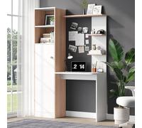 White Writing Desk with rage Golds Wooden Contrast Bottom Cabinet with Doors Open Shelf Office123.5 x 45 x 168.5 cmHome niture