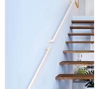 White Wrought Iron il Bracket for Stairs 450cm Indoor/Outdoor Railing Support Adjustable for 1-6 Meter Staircases and Stylish Staircase Guardrail