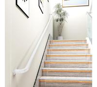 White Wrought Iron Stair Railing Non-Slip Design with Metal Supports Ideal for Home Garden Hallway & Lofts Adjustable Size 30-600cm (9.2ft)