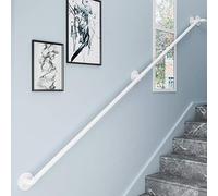 White Wrought Iron Wall il 30-600cm Adjustable for Indoor/Outdoor Stairs 320cm Length Metal Railing for Steps and Safety.