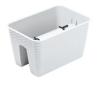 (White, x2) Plastic Rattan Flower Railing Balcony Plant Pot