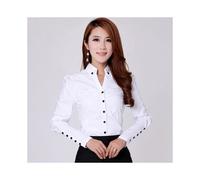 (WHITE, XL(55-60)KG) Spring And Autumn New Women'S Long Sleeve Work Suit White Shirt Korean V-Neck Professional Dress Temperament Versatile Shirt