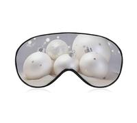 White Xmas Balls Sleep Mask Comfort Travel Eye Masks with Adjustable Elastic Strap Soft Funny Block Light Sleep Eye Cover for Side Sleeper for Nap Men Women Gift
