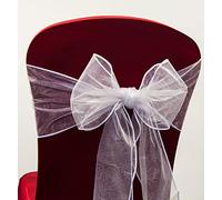 WHITE XMAS SNOWFLAKE ORGANZA CHAIR SASHES/TABLE RUNNER/ROLL CHRISTMAS DECOR (Sash)
