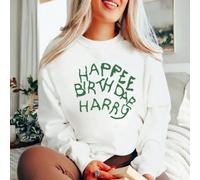 (WHITE, XXL) Happee Birthdae Harry Sweatshirt Magic Wizard Sweater Wizard School Hoodie Unisex Long Sleeves Crewneck Sweatshirts