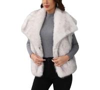 White,XXL,Winter Coats for Women Trendy Shawl Collar Fluffy Shaggy Vest Sleeveless Casual Loose Warm Faux Fur Coat