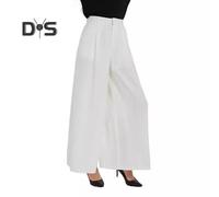 (white, XXL) Women Long Pants Solid Color Straight Wide Leg Trousers High Waist Button Zipper Fly Casual Pants Office Lady Pants Commuter Wear