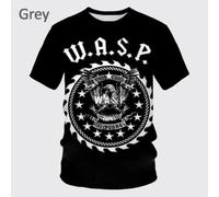 (white, XXL) Y2k Clothing New Style W.a.s.p. 3D Print T Shirt For Men Women Summer Hip-hop Unisex Casual T-shirt Harajuku Round Neck Top Tee