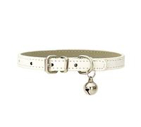 White XXS Dog Collar With Bell, PU Leather Cat Collar With Bell Soft Dog Collars For Small Dogs Adjustable Buckle For Tiny Teacup XS Extra Small Male Boys Kittens Puppy Like Chihuahua, XX-Small