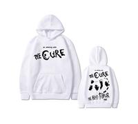 (White, XXXL) Rock The Cure The Head Tour Graphic Hoodie