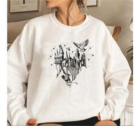 (WHITE, XXXL) Wizard Castle Sweatshirt Believe in Magic Hoodies Magical School Sweatshirts Women Long Sleeve Pullover Wizard School Hoodie Top