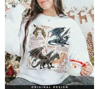 (white, XXXL) Women Retro Fourth Wing Dragon Basgiath War College Sweatshirt Gift for Book Lover Long Sleeve Fleece Sweatshirt Y2K Streetwear