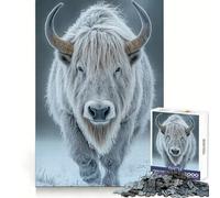 White Yak in Winter Bison 1000 Piece Jigsaw Puzzles Clear Thinking Soft Distraction Precise Edges Meaningful Gift (50x75cm)