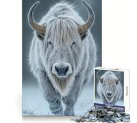 White Yak in Winter Bison Jigsaw Puzzles for Adults 1000 Piece Mental Workout Quiet Enjoyment Xmas Gift (38x52cm)