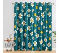 White Yellow Floral Curtains Blackout, 46x90 Inch 2 Panels - Turquoise Flower Botanical Pattern Black Out Curtains, Home Decor, 90 Drop Eyelet Window Drapes for Bedroom, Living Room X&B-212