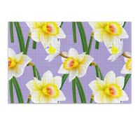 White Yellow Flowers Violet Jigsaw 500 Piece Puzzles Adults Toy Game Artwork Custom Hard Large Puzzle Gifts for White Elephant Game, 20.5x14.9 Inch