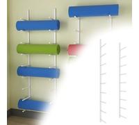 White Yoga Mat Rack Wall Mounted 30 66 103 138 155 Cm Height, Exercise Mats Display Shelf For Skateboard/Ski Board, Shelf Foam Roller/Yoga Storage(1pc,9 Layers 155cm/61in)