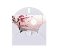 White YYHWHJDE Bamboo and Cherry blossoms Tree Zen Printing Greeting Card for Christmas, Birthday, Valentine's Day, Wedding Anniversary, and Parties