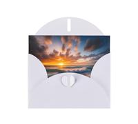 White YYHWHJDE Beach Maui Hawaii Sunset Sea Waves Clouds Printing Greeting Card for Christmas, Birthday, Valentine's Day, Wedding Anniversary, and Parties