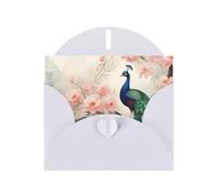 White YYHWHJDE Beautiful Peacock and Floral Picture Greeting Card 6x4 in with Double-Sided Pearl Effect and Environmentally Friendly Ink