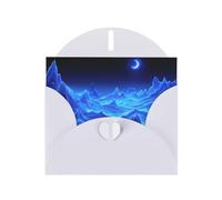 White YYHWHJDE Blue Moon Blue Mountain Picture Greeting Card 6x4 in with Double-Sided Pearl Effect and Environmentally Friendly Ink