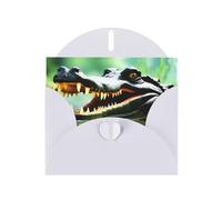 White YYHWHJDE crocodile open mouth Printing Greeting Card for Christmas, Birthday, Valentine's Day, Wedding Anniversary, and Parties