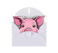 White YYHWHJDE Funny Pink Pig Face Printing Greeting Card for Christmas, Birthday, Valentine's Day, Wedding Anniversary, and Parties