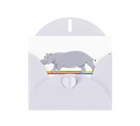 White YYHWHJDE Hippopotamus crossing the rainbow Prints Greeting Card 6x4 Inches - Fashionable and Unique Design for Various Occasions