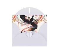 White YYHWHJDE Little black cat on the spiral staircase Prints Greeting Card 6x4 Inches - Fashionable and Unique Design for Various Occasions