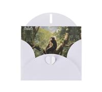 White YYHWHJDE Monkey sitting on a tree Printing Greeting Card for Christmas, Birthday, Valentine's Day, Wedding Anniversary, and Parties