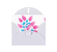 White YYHWHJDE Pink leaves with blue gemstones Printing Greeting Card for Christmas, Birthday, Valentine's Day, Wedding Anniversary, and Parties