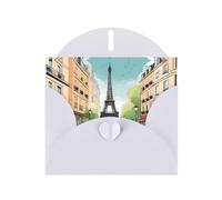 White YYHWHJDE Romantic Paris Eiffel Tower Bycicle Prints Greeting Card 6x4 Inches - Fashionable and Unique Design for Various Occasions