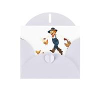 White YYHWHJDE Scarecrow chasing away chickens Picture Greeting Card 6x4 in with Double-Sided Pearl Effect and Environmentally Friendly Ink