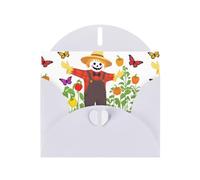 White YYHWHJDE Scarecrow Planting Peppers Picture Greeting Card 6x4 in with Double-Sided Pearl Effect and Environmentally Friendly Ink