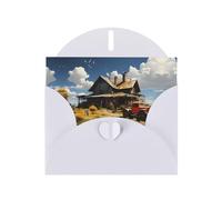 White YYHWHJDE Texas Farm Tractor Picture Greeting Card 6x4 in with Double-Sided Pearl Effect and Environmentally Friendly Ink