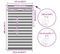 vidaXL Zebra Blind White 125x200 cm Fabric Width 120.9 cm Polyester, White