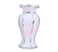 White Zig-Zag Mosaic Mirror Flower Pot, Spiral Crystal Crushed Diamond Ceramic Vase 30cm Handmade Sparkle Bling Ornament Elegant Decorative Vase for Artificial Flowers, Home Décor, Gifts