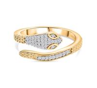 White Zircon & Blue Sapphire Snake-Inspired Ring in 18K Vermeil Yellow Gold Plated Sterling Silver - Size T