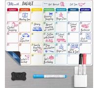 Whiteboard Calendar -A3, 40x30 cm - Magnetic Monthly Dry Erase Planner with Adhesive Back - Erasable Weekly Chore Chart with 3 Markers, Eraser, Holder - Ideal for Fridge or Wall Use - by Yes4Quality