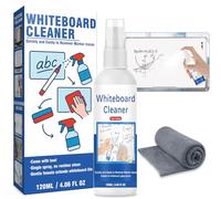 Whiteboard Cleaner, White Board Surface Cleaner Spray Comes with Towel, Powerful Removal Dry Erase Pen Marks and Residue, Whiteboard Accessories, Essentials for Schools, Offices, Classrooms(120 ml)