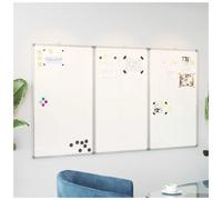 Whiteboard Foldable 3-Panel 150x80x1.7cm White Multi-layerboard Plastic Corners