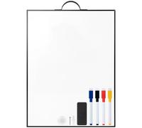 Whiteboard for Wall Door, 40 x 30 cm Portable Dry Erase Board A3 Magnetic Surface with Handle, Aluminum Black Frame Notice Board for Home Kitchen, Office, School