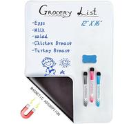 Whiteboard Magnetic Dry Wipe Board Self Adhesive for Any Smooth Surface with New Stain Resistant Technology,Home Kitchen Fridge Shopping List and Office Notice Board (16” X 12”)
