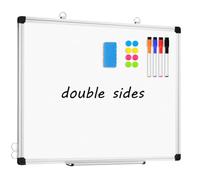 Whiteboard Magnetic White Board for Walls Double-Sided 57x90 cm Dry Erase Kitchen Whiteboard A1 Magnetic Board for Wall Metal Frame Pen Tray, Wipe Board for Home, Office Home