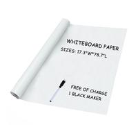 Whiteboard Paper Sticker Roll, DIY Self-Adhesive Dry Erase Paper Film, Large 17.3" X 78.7" with 1 Water-Based Pen Mark, Chalkboard Wallpaper for Home Office