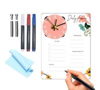 Whiteboard Planner, Erasable Schedule Board - Stand Up Desk Reminder Board, Clear Desk Planner Board, Acrylic Desk Reminder Board with Creative Clock for Work or Home