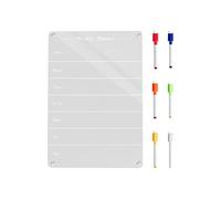 Whiteboard with Magnet - Acrylic Magnetic Weekly Meal Planner - Writable Clear Whiteboard with 6 Markers for Students Teachers Couples Families Teens Kids Dorm Apartment