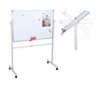 Whiteboard with Stand on Wheels, 90 x 60cm Mobile Whiteboard Height Adjustable, Portable Dry Wipe Board with Magnetic Surface, Includes 5 Markers, 12 Magnetic Dots & Eraser for Office Home Classroom