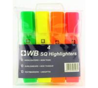 Whitebox Assorted Brand & Color, Hi-Glo Highlighters (Pack of 4)